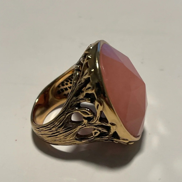 Barse Bold Peach Adventurine Faceted Bronze Statement Ring Women’s 7 - Picture 3 of 4